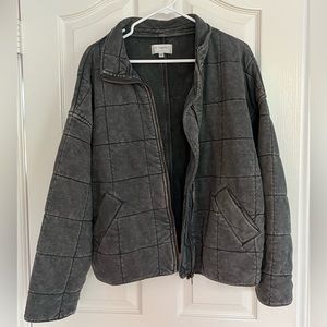 quilted black zip up bomber jacket